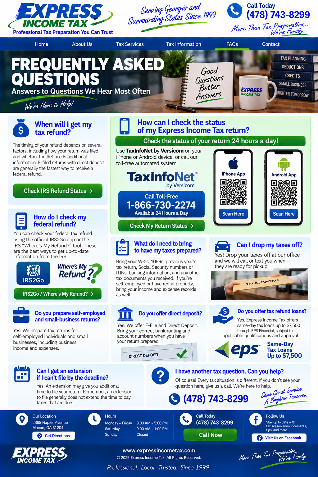Express Income Tax Frequently Asked Questions
