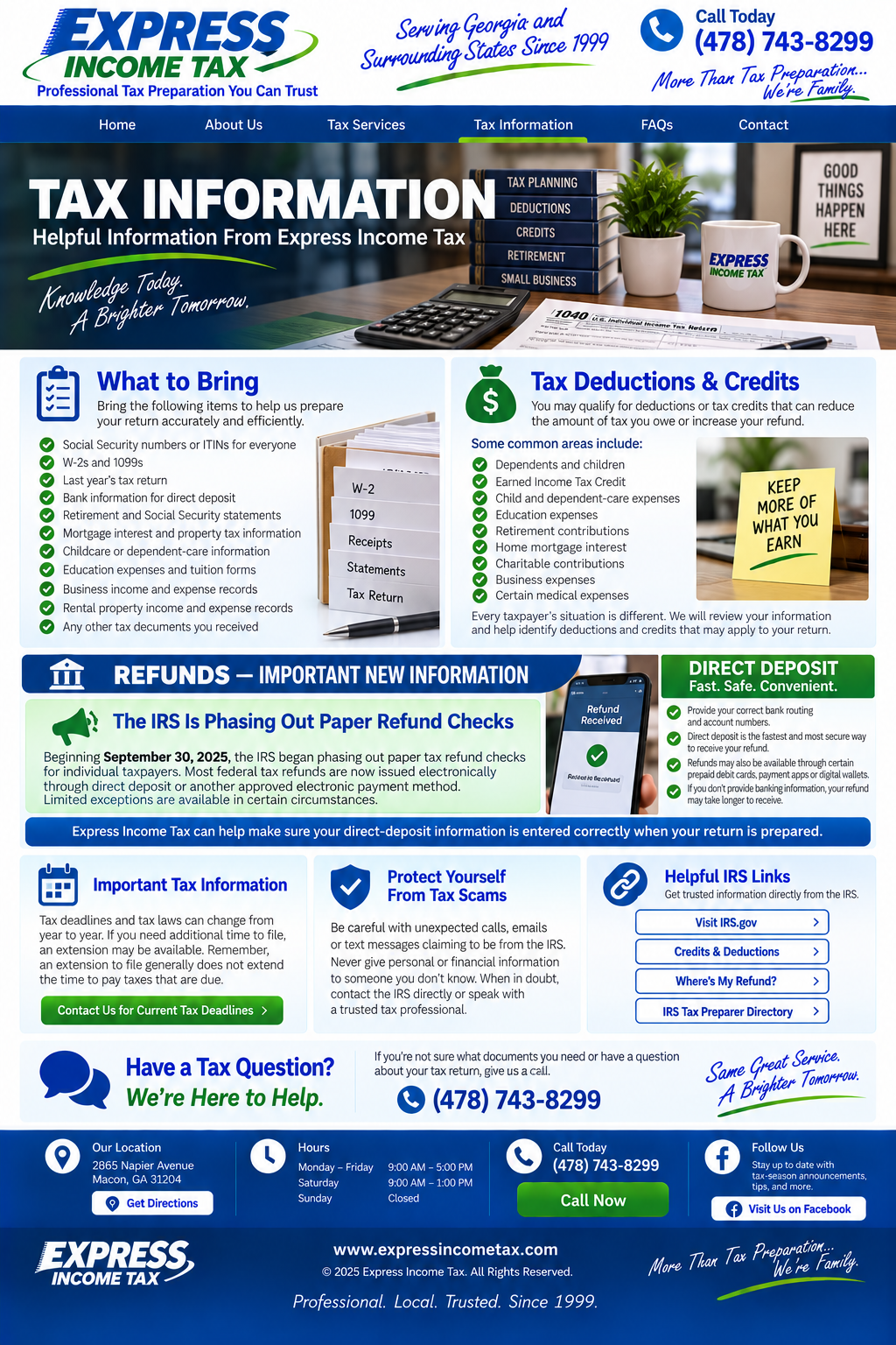 Express Income Tax Tax Information